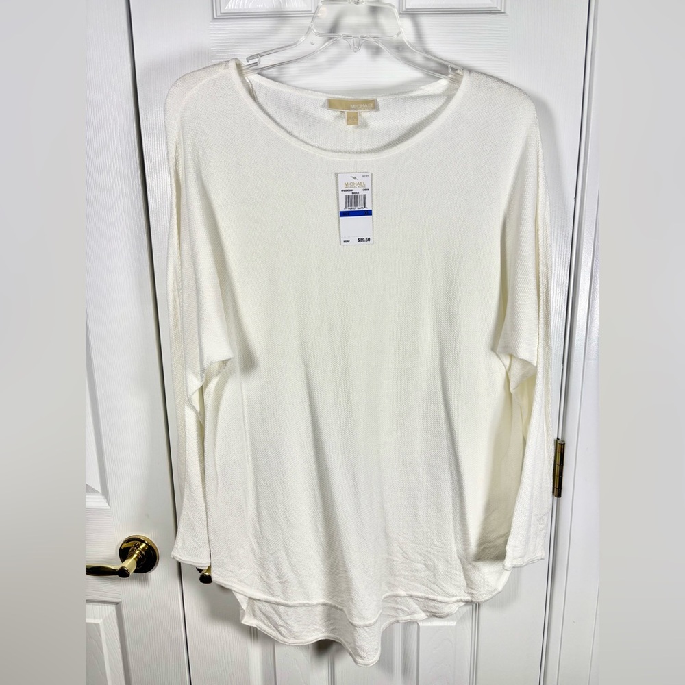 NWT Michael Kors Off-White Long Sleeve Lightweight Sweater XL